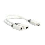 USB-C™ Adapter | USB 2.0 | USB-C™ Male | USB-C™ Female / 3,5 mm Female | 0.10 m | Rond | Verguld | PVC | Wit | Doos