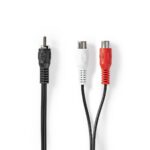 Subwoofer-Kabel | RCA Male | 2x RCA Female | Vernikkeld | 0.20 m | Rond | 5.0 x 2.5 mm | Zwart | Doos