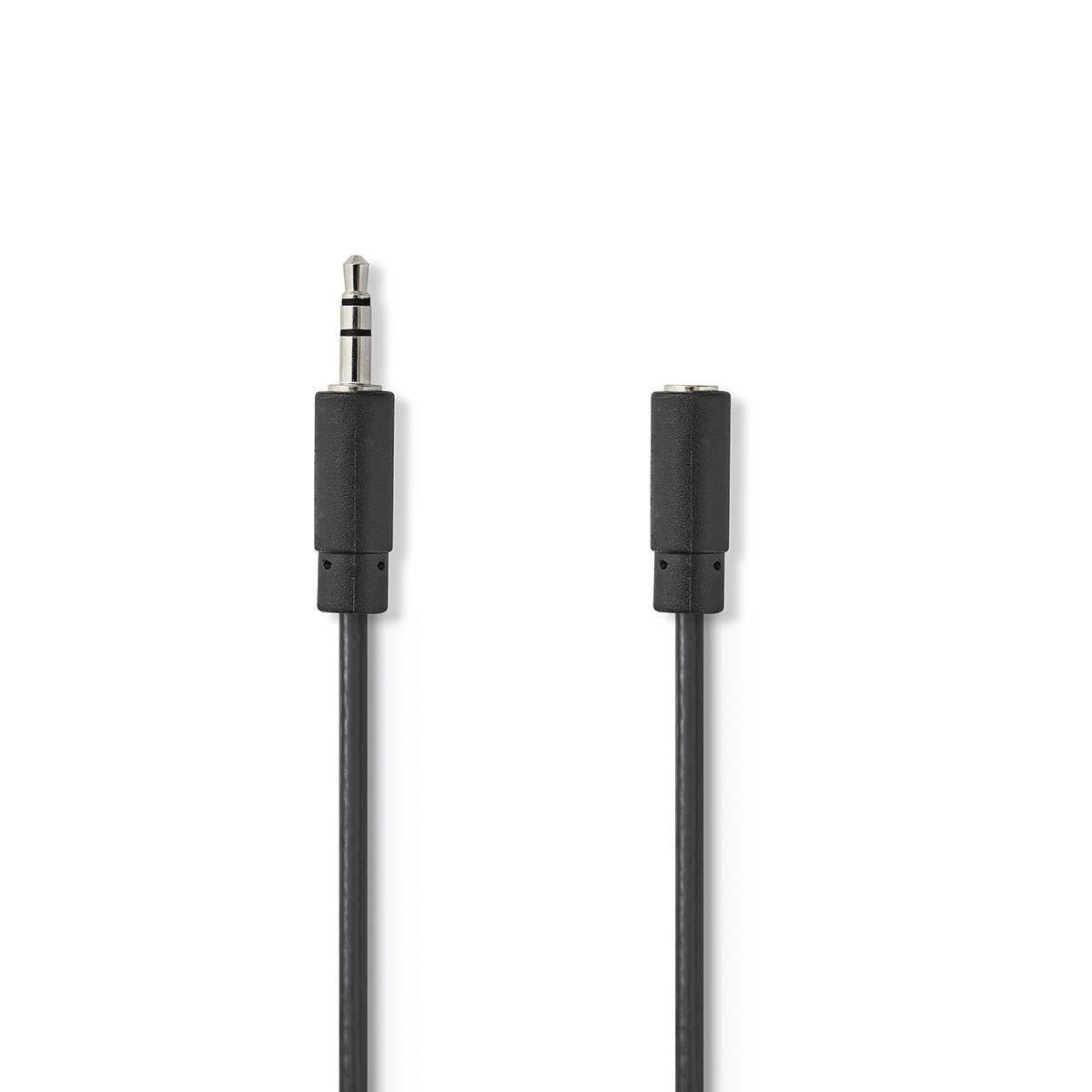 Stereo-Audiokabel | 3,5 mm Male | 3,5 mm Female | Vernikkeld | 3.00 m | Rond | Zwart | Doos