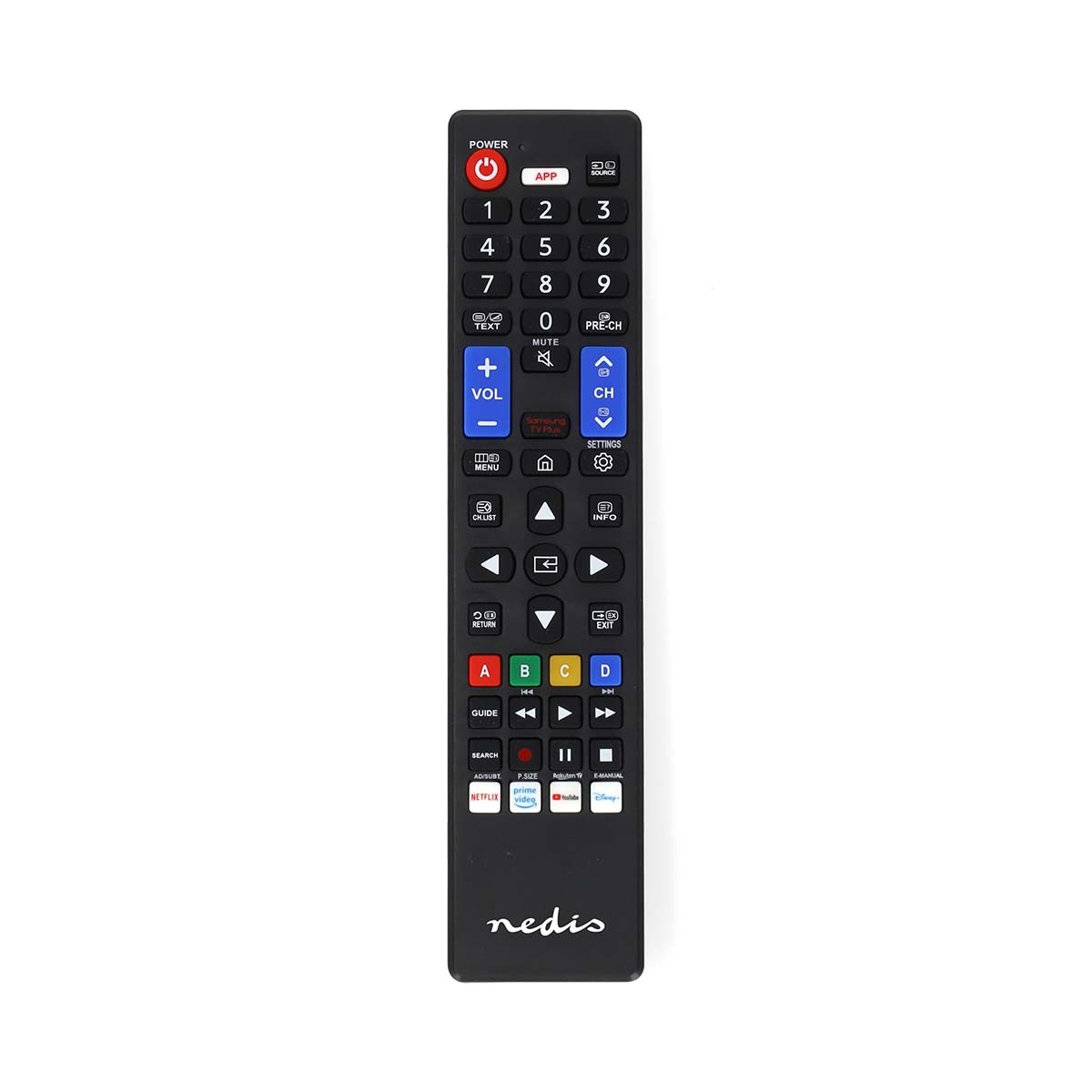 Vervangende Afstandsbediening | Geschikt voor: Samsung | Voorgeprogrammeerd | 1 Apparaat | Amazon Prime / Disney + Button / Netflix Knop / Smart Home Knop / Youtube Knop | Infrarood | Zwart