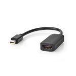 Mini DisplayPort-Kabel | DisplayPort 1.4 | Mini-DisplayPort Male | HDMI™ Output | 32.4 Gbps | Vernikkeld | 0.20 m | Rond | PVC | Zwart | Blister