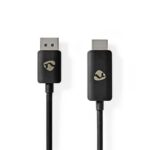 DisplayPort-Adapter | DisplayPort Male | HDMI™ Connector | 8K@30Hz | Vernikkeld | Recht | 1.80 m | Rond | TPE | PVC | Zwart | Doos