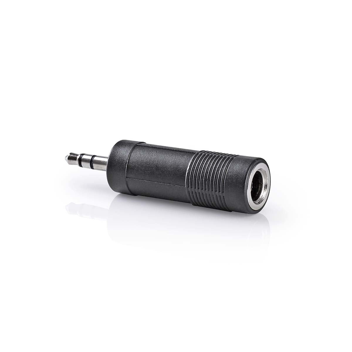 Stereo-Audioadapter | 3,5 mm Male | 6,35 mm Female | Vernikkeld | Recht | ABS | Zwart | 1 Stuks | Doos