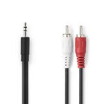 Stereo-Audiokabel | 3,5 mm Male | 2x RCA Male | Vernikkeld | 3.00 m | Rond | Zwart | Doos