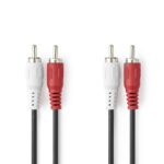 Stereo-Audiokabel | 2x RCA Male | 2x RCA Male | Vernikkeld | 2.00 m | Rond | Zwart | Doos