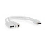USB-C™ Adapter | USB 2.0 | USB-C™ Male | USB-C™ Female / 3,5 mm Female | 0.10 m | Rond | Vernikkeld | PVC | Wit | Doos