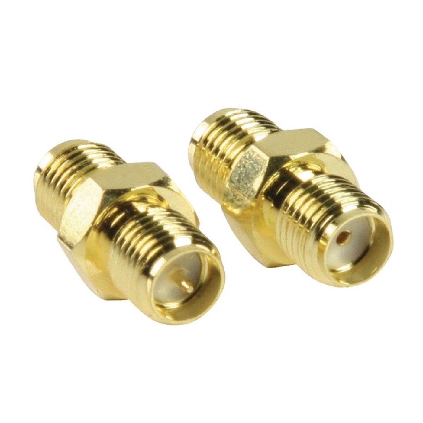 SMA-Adapter | SMA Female Omgekeerde Polariteit | SMA Female | Verguld | 50 Ohm | Recht | PVC | Goud | 2 Stuks | Doos