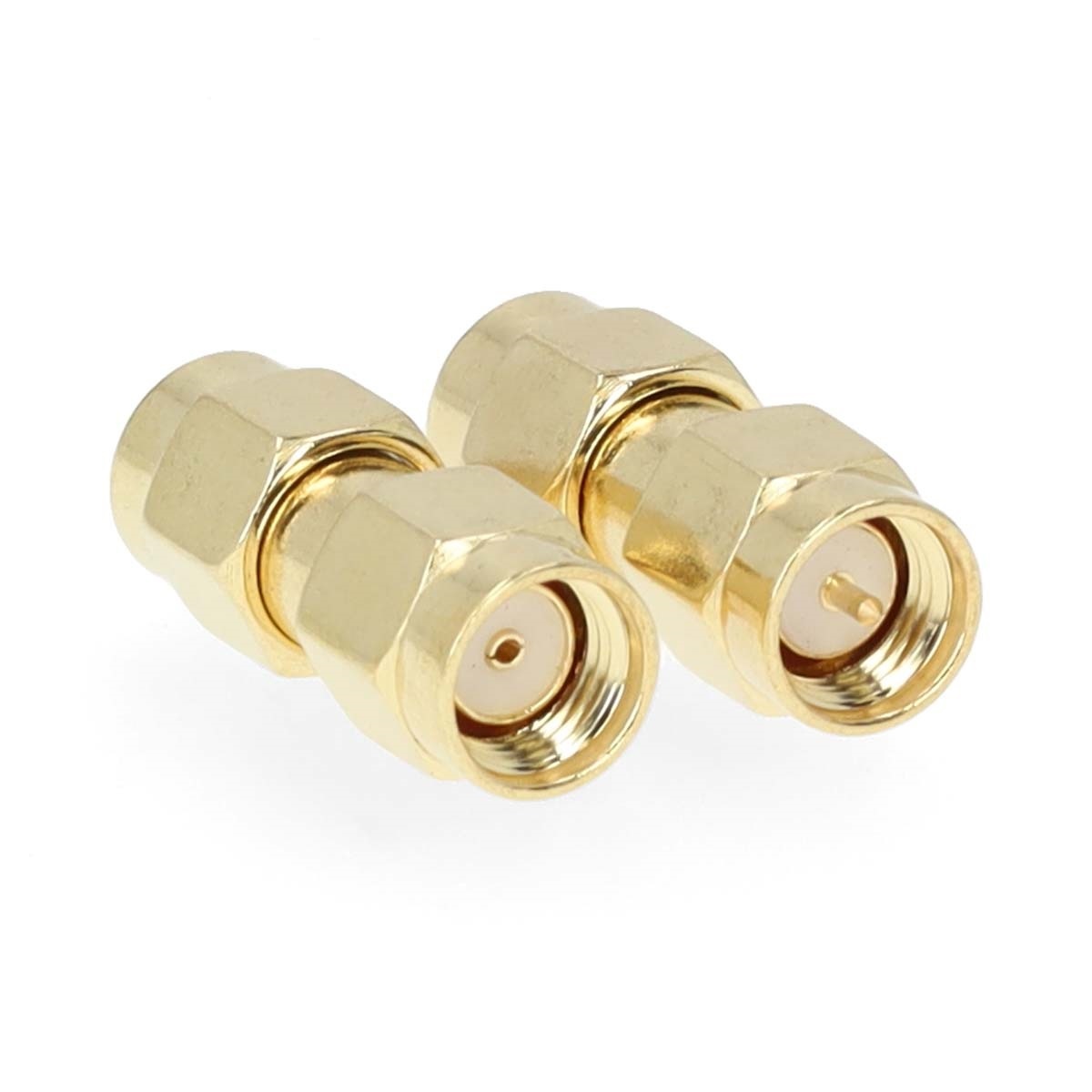 SMA-Adapter | SMA Male Omgekeerde Polariteit | SMA Male | Verguld | 50 Ohm | Recht | PVC | Goud | 2 Stuks | Doos
