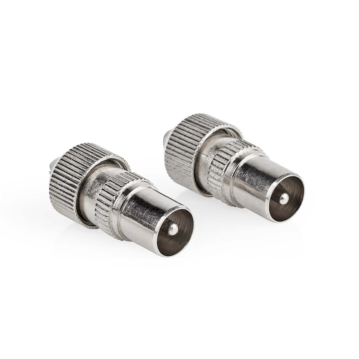 IEC (Coax) Connector | Recht | Male | Vernikkeld | 75 Ohm | Schroef | Diameter kabelinvoer: 7.0 mm | Metaal | Zilver | 2 Stuks | Doos