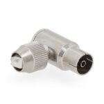 IEC (Coax) Connector | 90° Gehoekt | Female | Vernikkeld | 75 Ohm | Schroef | Diameter kabelinvoer: 7.0 mm | Metaal | Zilver | 2 Stuks | Doos
