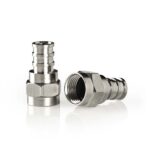 F-Connector | Recht | Male | Vernikkeld | 75 Ohm | Krimp | Diameter kabelinvoer: 7.0 mm | Koper | Zilver | 2 Stuks | Window Box