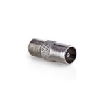 Satelliet- en Antenne-Adapter | F-Female | IEC (Coax) Male | Vernikkeld | 75 Ohm | Recht | Metaal | Zilver | 1 Stuks | Doos