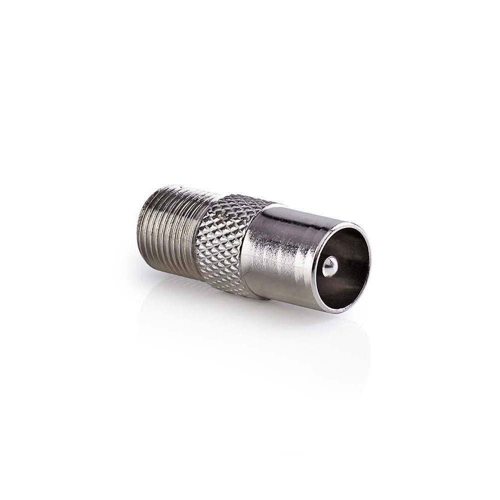 Satelliet- en Antenne-Adapter | F-Female | IEC (Coax) Male | Vernikkeld | 75 Ohm | Recht | Metaal | Zilver | 1 Stuks | Doos