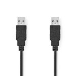 USB-Kabel | USB 2.0 | USB-A Male | USB-A Male | 480 Mbps | Vernikkeld | 2.00 m | Rond | PVC | Zwart | Doos