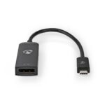 USB-C™ Adapter | USB 3.2 Gen 1 | USB-C™ Male | DisplayPort Female | 8K@30Hz | 0.20 m | Rond | Vernikkeld | PVC | Zwart | Doos