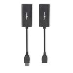 USB-Verlenger | USB 2.0 | 1x USB-A Male | 1x RJ45 Female | 1x USB-A Female | 1x RJ45 Female | tot 50 m | 480 Mbps | Vernikkeld | Rond | PVC | Zwart | Doos