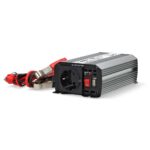 Omvormer Gemodificeerde Sinusgolf | Ingangsvoltage: 12 V DC | Apparaat stroomoutput: Type F (CEE 7/3) / USB-A | 230 V AC 50 Hz | 300 W | Piekvermogen: 600 W | Accuklemmen + Aansteker | Zilver