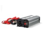 Omvormer Gemodificeerde Sinusgolf | Ingangsvoltage: 12 V DC | Apparaat stroomoutput: Type F (CEE 7/3) / USB-A | 230 V AC 50 Hz | 600 W | Piekvermogen: 1200 W | Accuklemmen + Aansteker | Zilver
