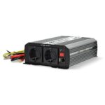 Omvormer Gemodificeerde Sinusgolf | Ingangsvoltage: 24 V DC | Apparaat stroomoutput: Type F (CEE 7/3) / USB-A | 230 V AC 50 Hz | 1000 W | Piekvermogen: 2000 W | Screw Terminal | Zilver