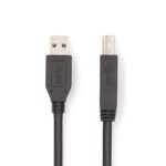 USB-Kabel | USB 3.2 Gen 1 | USB-A Male | USB-B Male | 5 Gbps | Vernikkeld | 2.00 m | Rond | PVC | Zwart | Doos