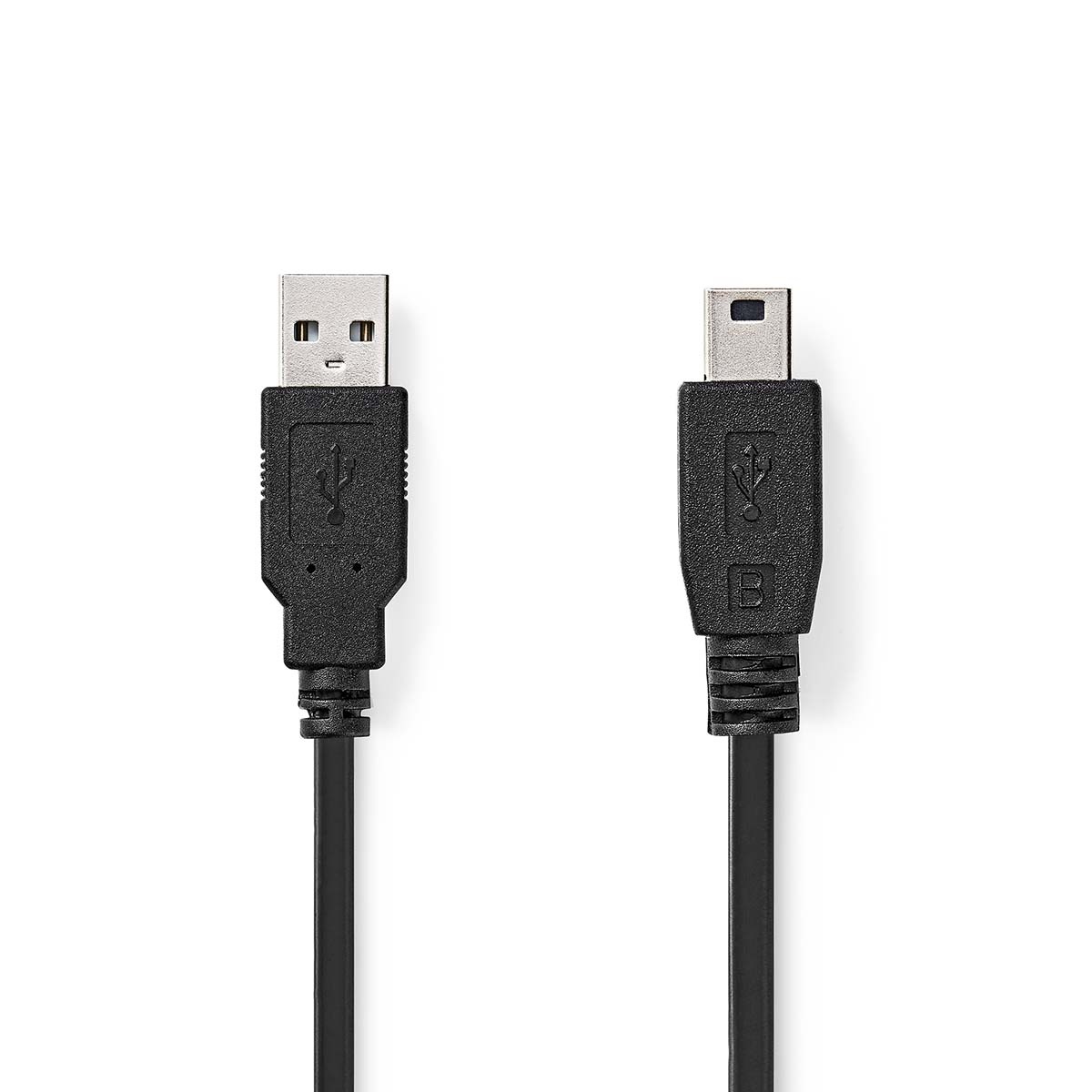 USB-Kabel | USB 2.0 | USB-A Male | USB Mini-B 5-Pins Male | 480 Mbps | Vernikkeld | 1.00 m | Rond | PVC | Zwart | Doos