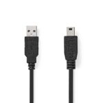 USB-Kabel | USB 2.0 | USB-A Male | USB Mini-B 5-Pins Male | 480 Mbps | Vernikkeld | 2.00 m | Rond | PVC | Zwart | Doos