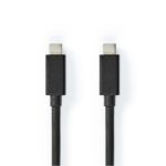 USB-Kabel | USB 3.2 Gen 2 | USB-C™ Male | USB-C™ Male | 100 W | 4K@60Hz | 20 Gbps | Vernikkeld | 2.00 m | Rond | PVC | Zwart | Doos