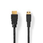 High Speed ​​HDMI™-Kabel met Ethernet | HDMI™ Connector | HDMI™ Mini-Connector | 4K@30Hz | 10.2 Gbps | 2.00 m | Rond | PVC | Zwart | Doos