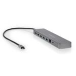 USB Multi-Port Adapter | 10-in-1 | USB 3.2 Gen 1 | USB-C™ Male | Micro SD / RJ45 Female / SD / 2x HDMI™ / 2x USB-C™ / 3x USB-A Female | 0.40 m | Rond | Verguld | TPE | Antraciet | Doos