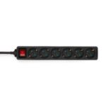 Stekkerdoos | Randaarde stekker / Type F (CEE 7/7) | 6-wegs | 1.50 m | 3680 W | 16 A | Aan/uit knop | Zwart
