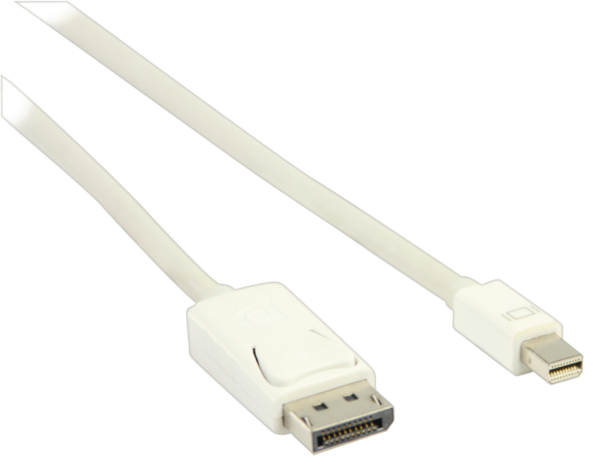 Mini DisplayPort-Kabel | DisplayPort 1.2 | Mini-DisplayPort Male | DisplayPort Male | 21.6 Gbps | Vernikkeld | 2.00 m | Rond | PVC | Wit | Envelop