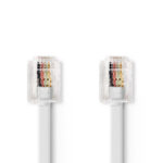 Telecomkabel | RJ11 Male | RJ11 Male | 10.0 m | Kabel design: Plat | Goud Verguld | Kabeltype: RJ11 | Wit | Doos