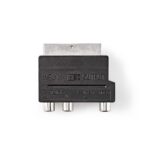 SCART-Adapter | SCART Male | S-Video Female / 3x RCA Female | Vernikkeld | Schakelbaar | ABS | Zwart | 1 Stuks | Doos