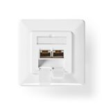 Netwerk Wanddoos | Verzonken montage | 2 poort(en) | CAT7 | Recht | Female | Goud Verguld | PVC | Wit | Doos