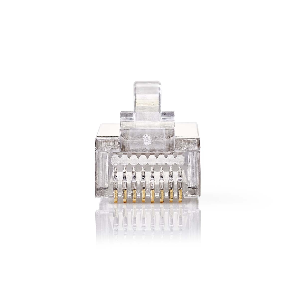 RJ45-Connector | Male | Stranded STP CAT5 | Recht | Verguld | 10 Stuks | Polycarbonate | Transparant | Doos