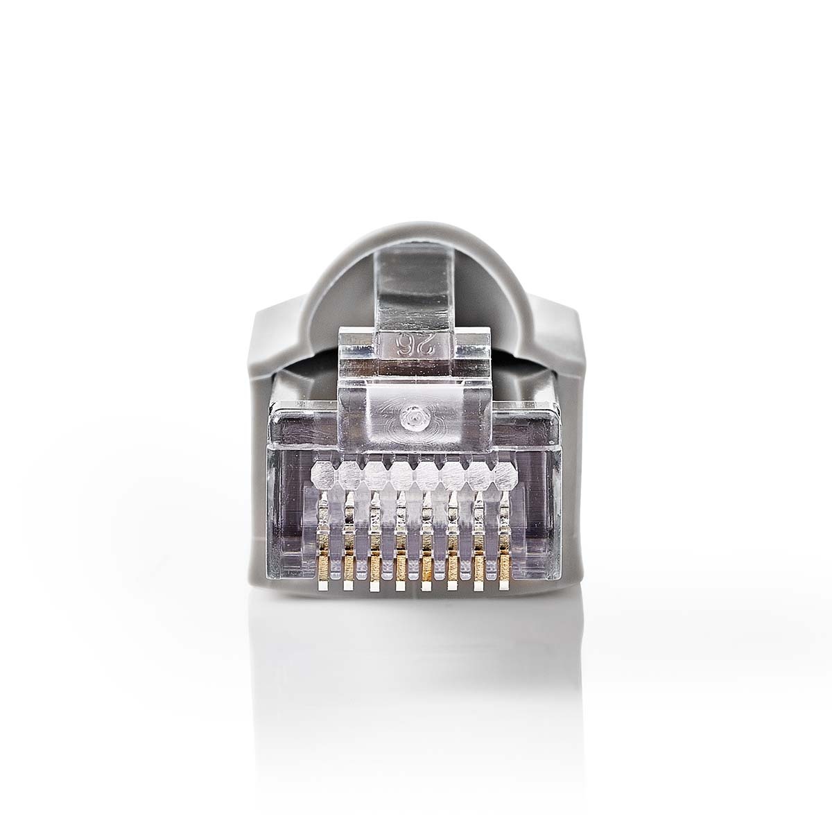 RJ45-Connector | Male | Solid FTP CAT5e | Recht | Vernikkeld | 10 Stuks | Polycarbonate | Grijs / Transparant | Doos