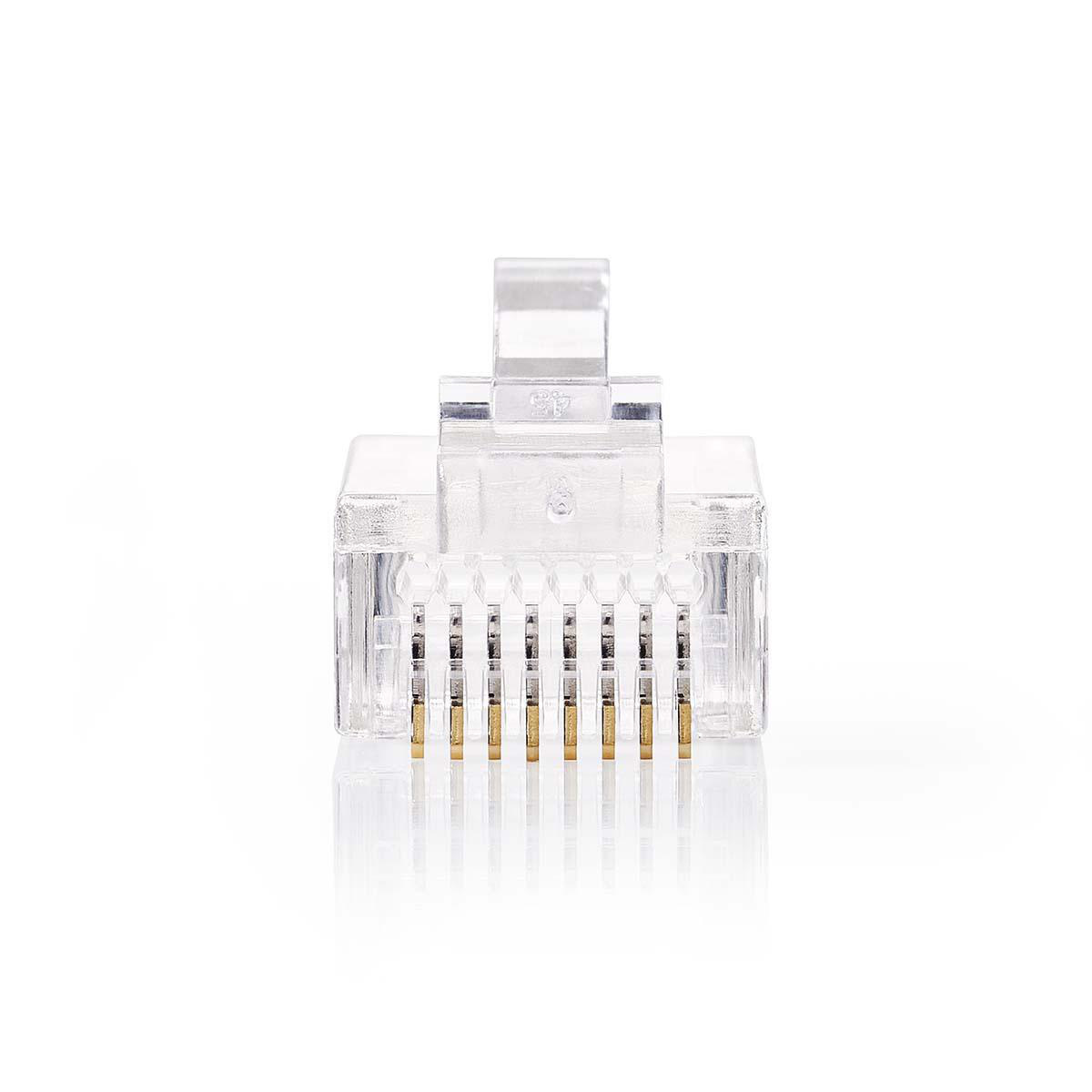 RJ45-Connector | RJ45 Pass Through | Solid UTP CAT5e | Recht | Verguld | 10 Stuks | Polycarbonate | Transparant | Doos