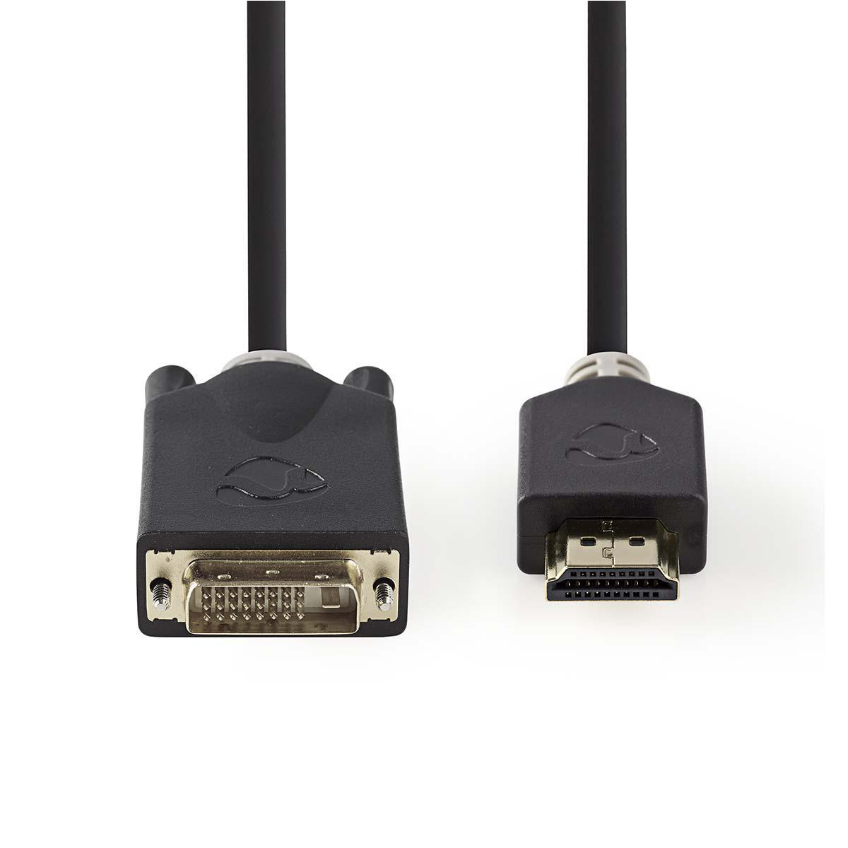 HDMI™ Kabel | HDMI™ Connector | DVI-D 24+1-Pins Male | 1080p | Verguld | 2.00 m | Recht | PVC | Antraciet | Doos