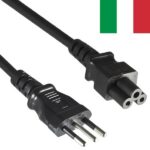Stroomkabel | Italië Male | IEC-320-C5 | Recht | Recht | Vernikkeld | 2.00 m | Rond | PVC | Zwart | Label