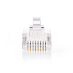 RJ45-Connector | RJ45 Pass Through | Stranded UTP CAT5 | Recht | Verguld | 10 Stuks | Polycarbonate | Transparant | Doos