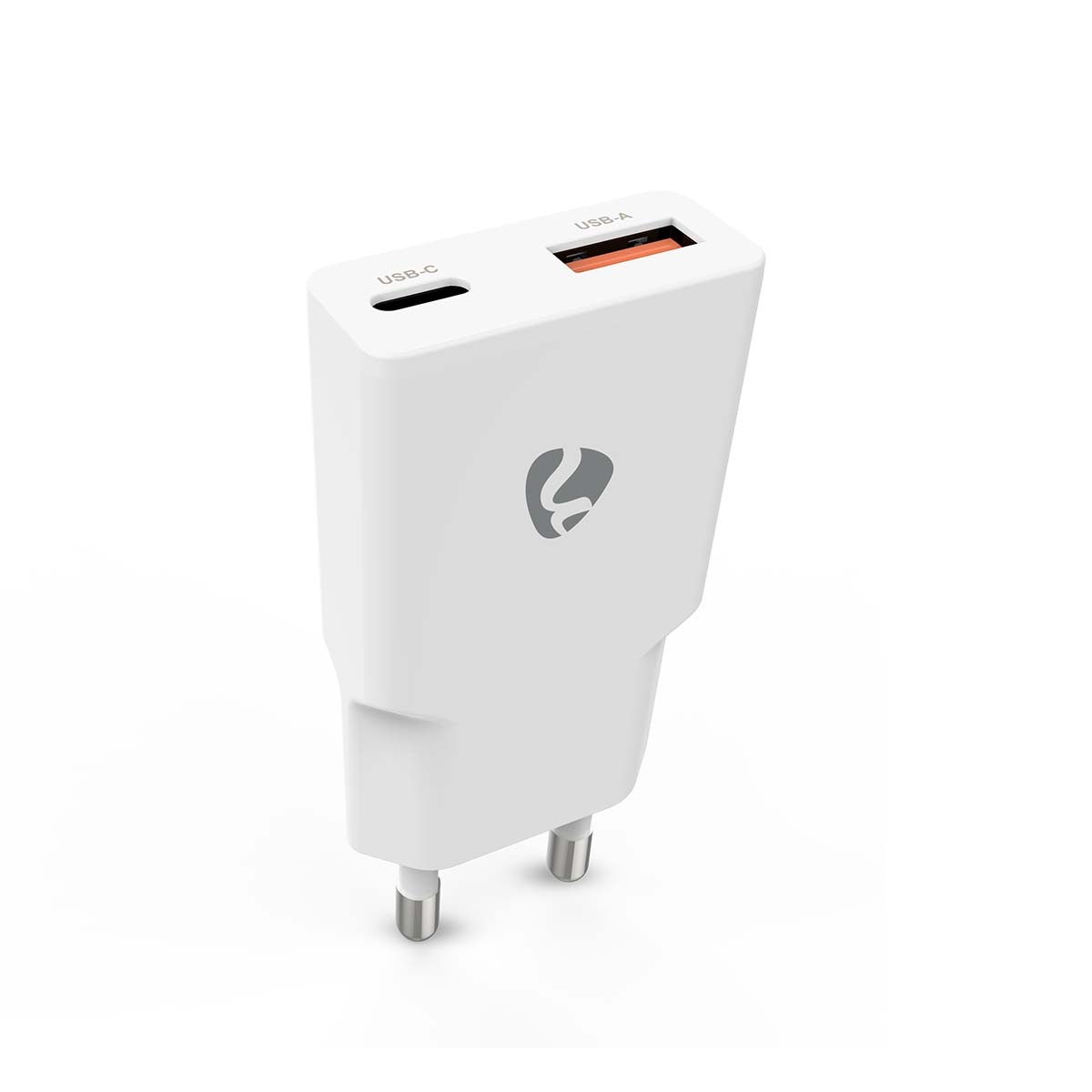Oplader | 20 W | GaN | PD3.0 | 1.5 / 2.0 / 2.22 / 3.0 A | Outputs: 2 | USB-A / USB-C™ | Automatische Voltage Selectie | Wit