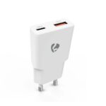 Oplader | 30 W | GaN | PD3.0 | 1.5 / 2.0 / 2.5 / 3.0 A | Outputs: 2 | USB-A / USB-C™ | Automatische Voltage Selectie | Wit