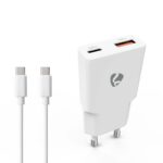 Oplader | 30 W | GaN | PD3.0 | 1.5 / 2.0 / 2.5 / 3.0 A | Outputs: 2 | USB-A / USB-C™ | USB-C™ (Los) Kabel | 1.50 m | Automatische Voltage Selectie | Wit