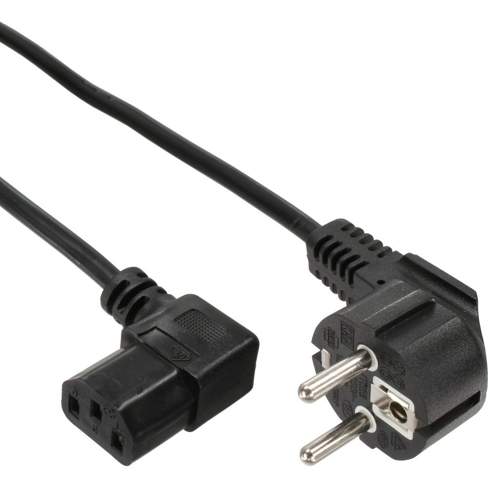 Stroomkabel | Type F (CEE 7/7) Male | IEC-320-C13 | Gehoekt | Gehoekt | Vernikkeld | 10.0 m | Rond | PVC | Zwart | Label