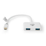 USB Multi-Port Adapter | 2-in-1 | USB 3.1 Gen1 | USB-C™ Male | 2x USB-A | 1000 Mbps | 0.20 m | Rond | Verguld | PVC | Wit | Window Box