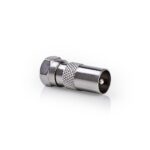 Satelliet- en Antenne-Adapter | F-Male | IEC (Coax) Male | Vernikkeld | 75 Ohm | Recht | Metaal | Zilver | 1 Stuks | Doos