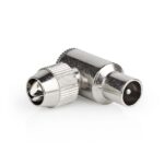 IEC (Coax) Connector | 90° Gehoekt | Male | Vernikkeld | 75 Ohm | Schroef | Diameter kabelinvoer: 7.0 mm | Metaal | Zilver | 2 Stuks | Doos