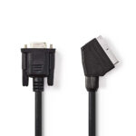 SCART-Kabel | SCART Male | VGA Female 15p | Vernikkeld | 480p | 2.00 m | Rond | PVC | Zwart | Label