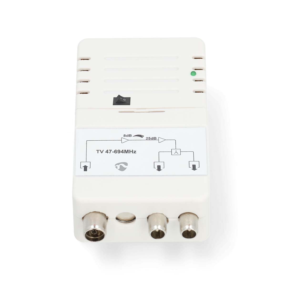 CATV-Versterker | Versterking: 25 dB | 47 - 694 MHz | Outputs: 2 | Versterkingsregelaar | Wit
