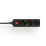 Stekkerdoos | Randaarde stekker / Type F (CEE 7/7) | 3-wegs | 5.00 m | 3680 W | 16 A | Aan/uit knop | Zwart